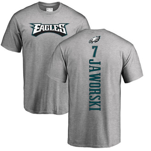 Men Philadelphia Eagles #7 Ron Jaworski Ash Backer NFL T Shirt->philadelphia eagles->NFL Jersey